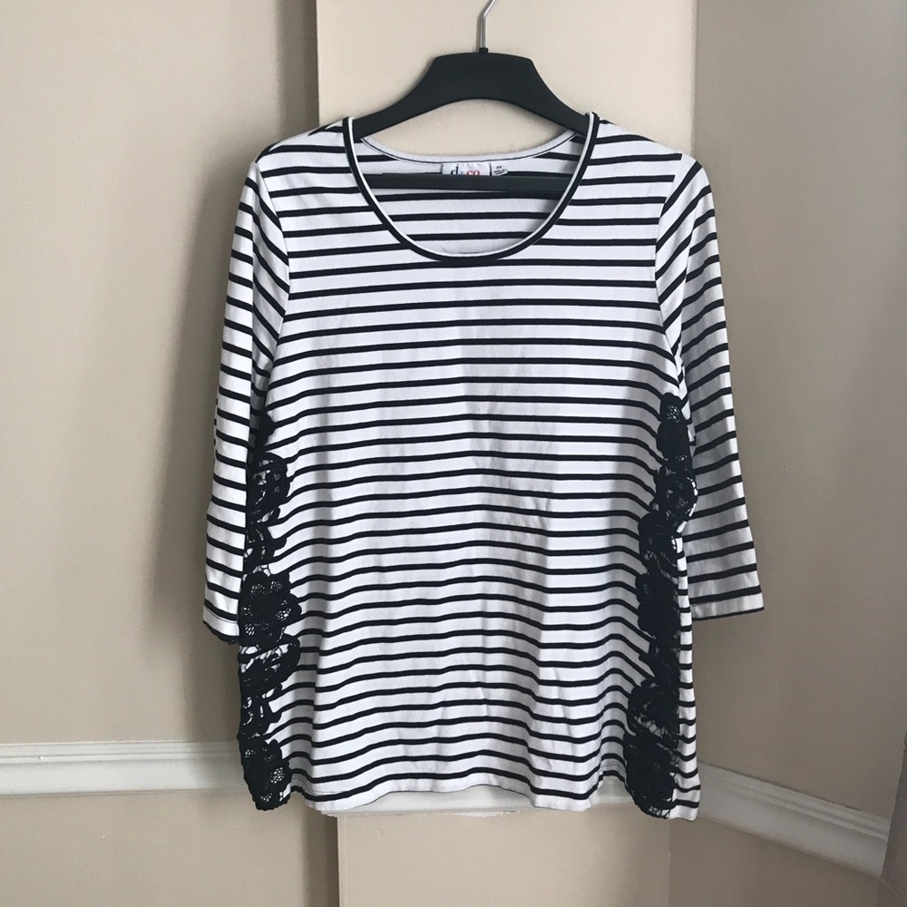 Denim & Co Striped Stretch Plus Size Top